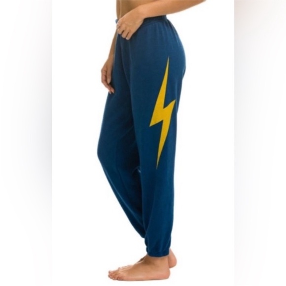 Aviator Nation Blue Lightning Bolt Sweatpants - Picture 1 of 7